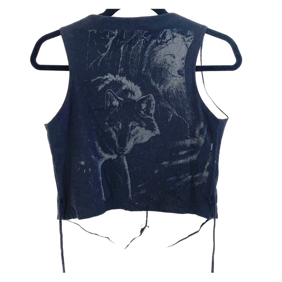 Urban Renewal Cropped Wolf Button Vest S/M - Picture 1 of 5